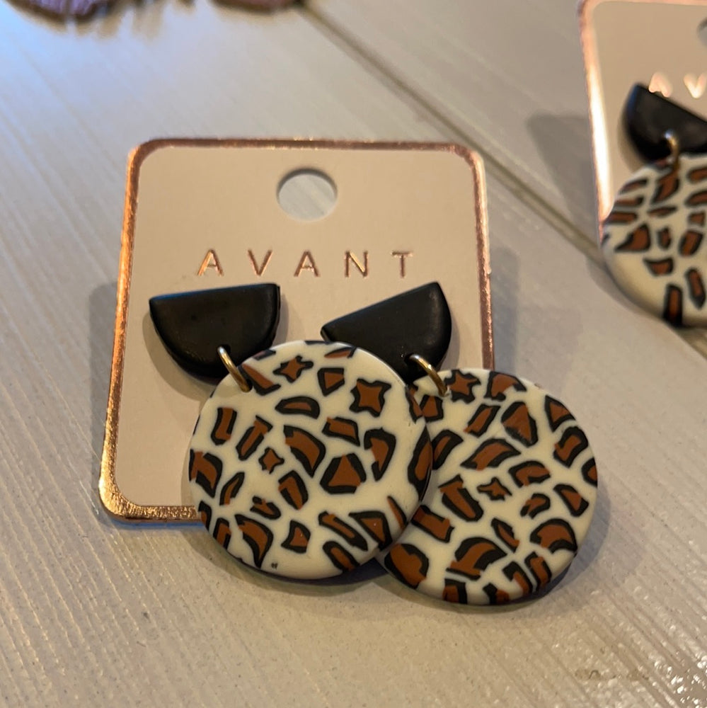 Leopard Clay Earrings