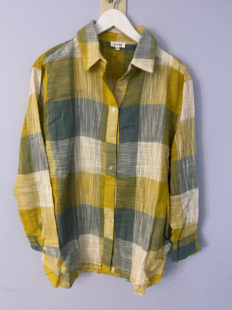 Marigold Button Down Plaid Shirt