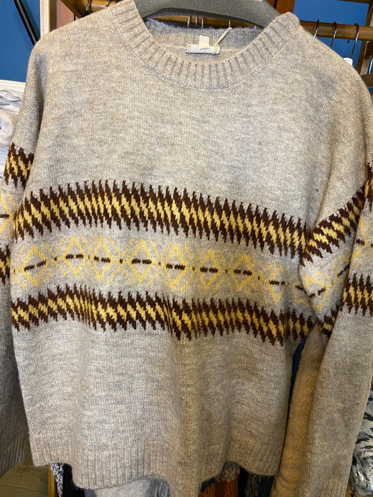 Ethnic Striped Crop Sweater