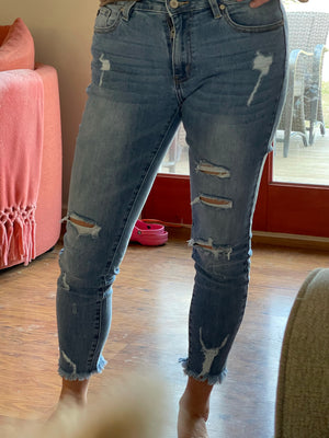 Kancan Mid Rise Distressed Jeans