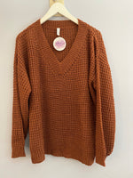 Waffle V Neck Sweater