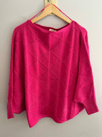 Hot Pink Dolman Sleeve Knit Sweater