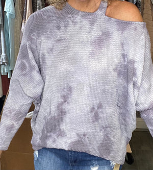 
            
                Load image into Gallery viewer, Lilac Grey Tie-Dye Oversized Top
            
        
