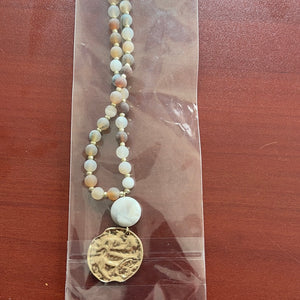 Long Beaded Coin Necklace