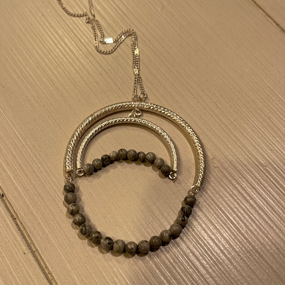 Long Circle Beaded Necklace