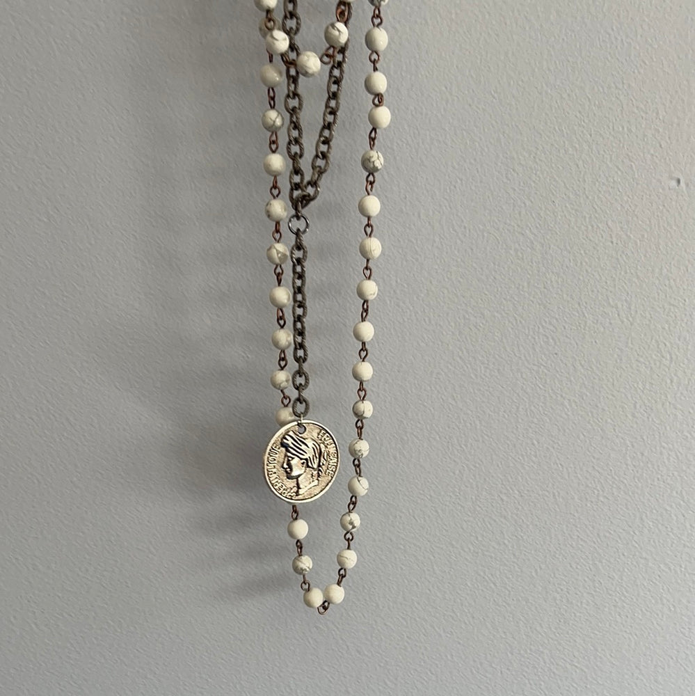 Multi Layered Necklace w/ coin pendant