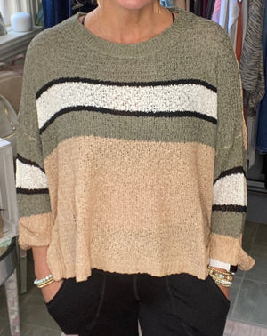 
            
                Load image into Gallery viewer, Olive Striped Sweater
            
        